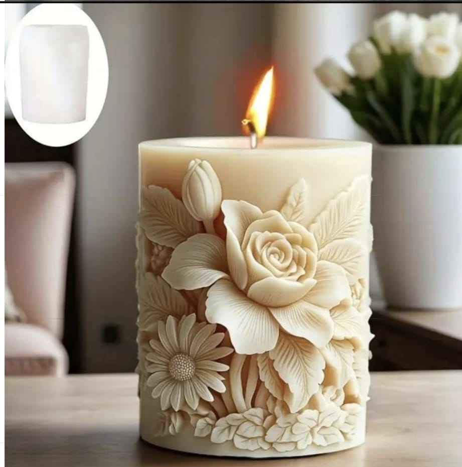 Designer flower pillar candle mould