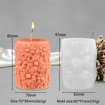 3D embossed flower cylinder candle handmade mould