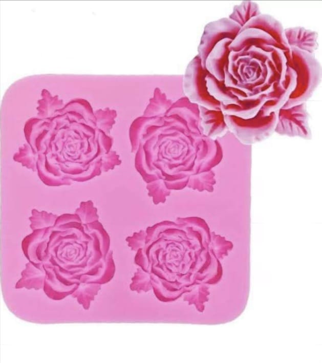 4 cavity rose flower candle mould
