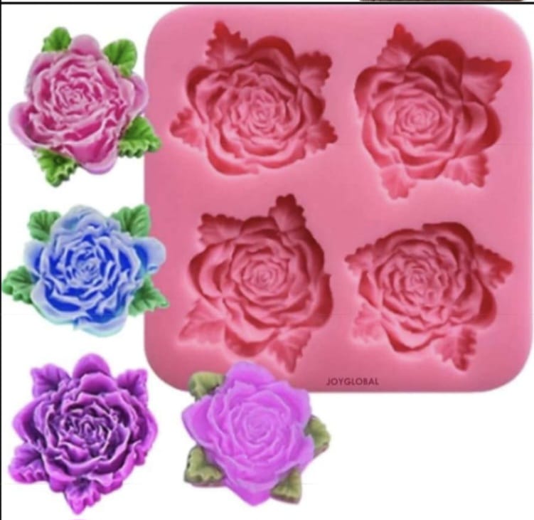 4 cavity rose flower candle mould