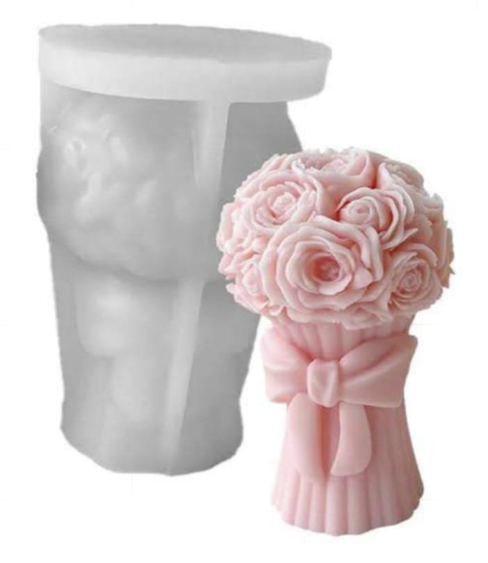 Rose bouquet with bow candle mould