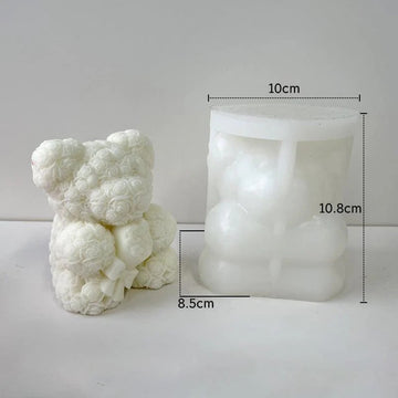 3D rose teddy with bouquet candle handmade mould