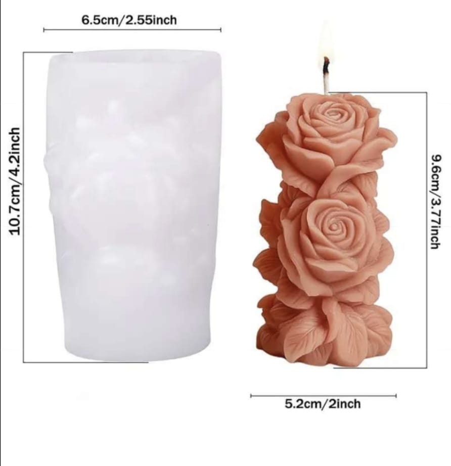 Rose flower pillar candle mould B