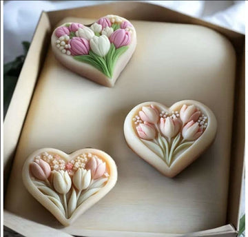 3pc Tulip heart candle mould