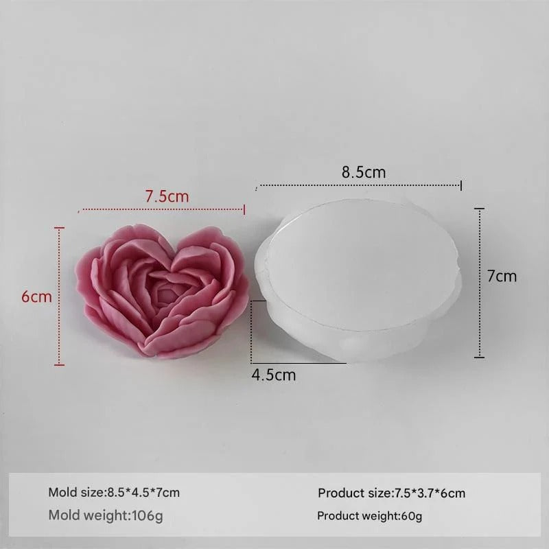 Big 3D flower heart candle handmade mould