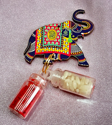 Kumkum chawal bottle set elephant