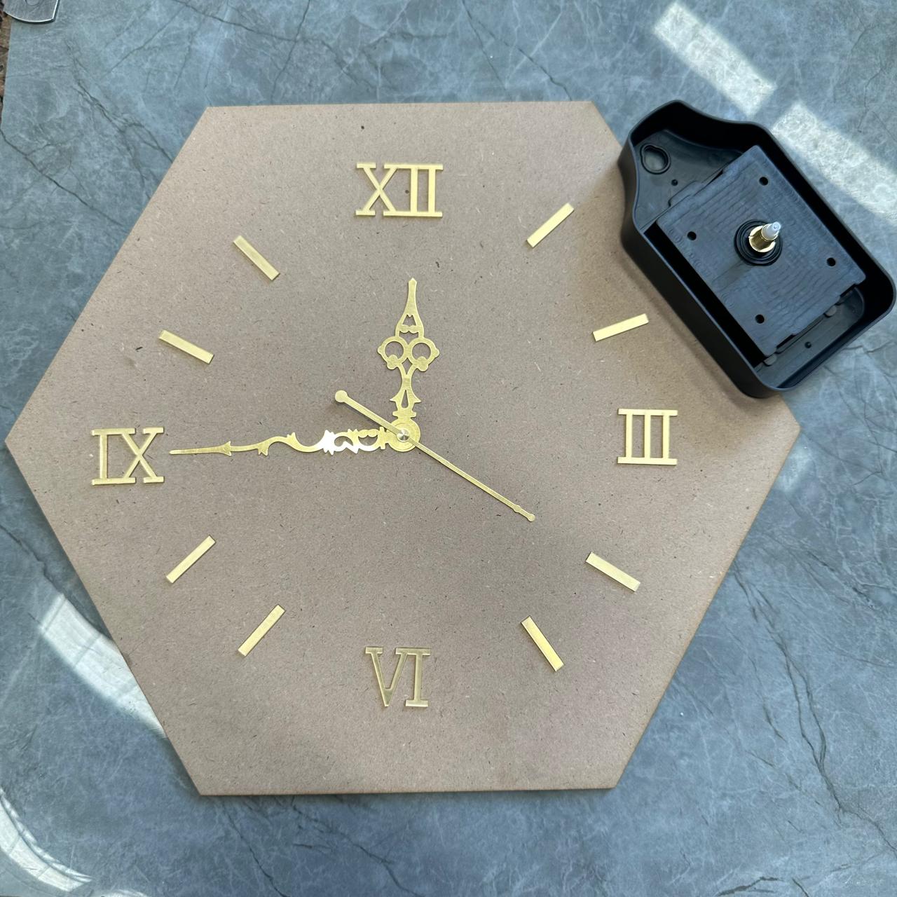 12 inch Hexagon Clock Set