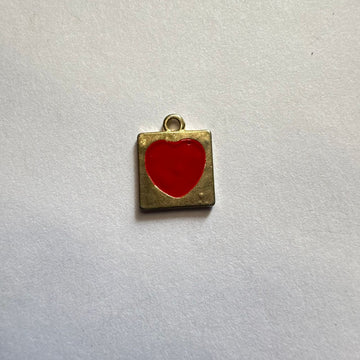 Square red heart charm