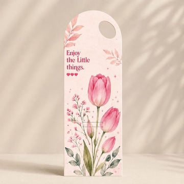 Pink Tulip Floral Bouquet Flower Card with Handle –(5 pc pack)
