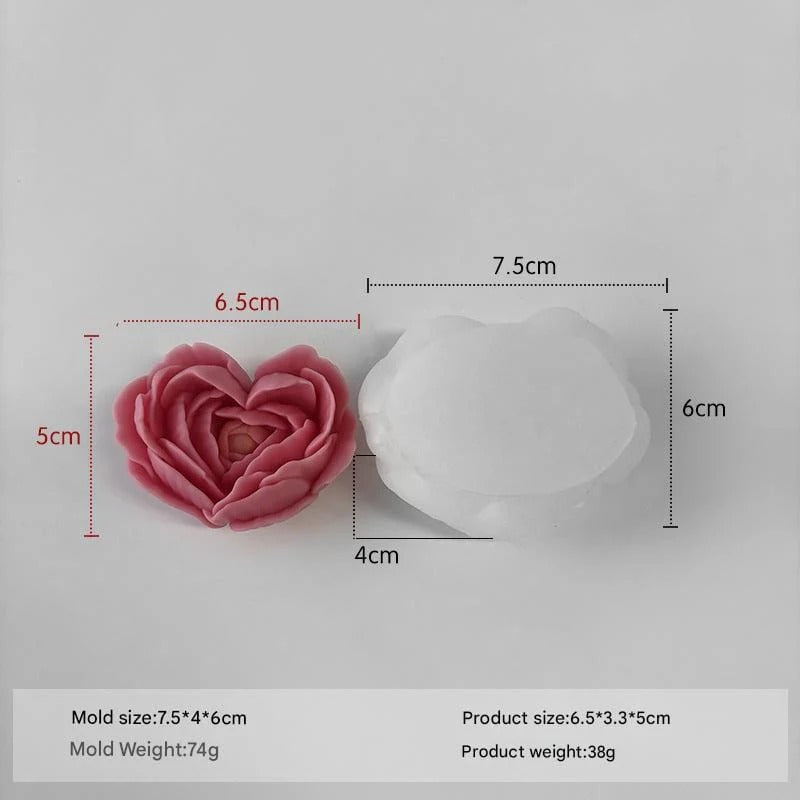 Small 3D flower heart candle handmade mould