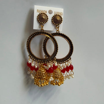 Kashmiri jumkha round base red