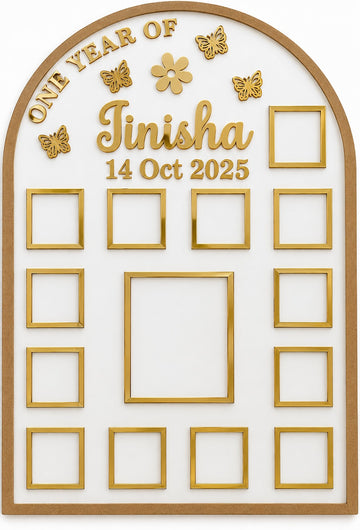One year baby frame with border