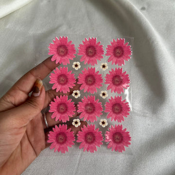 Hot pink daisy flower peel off sticker
