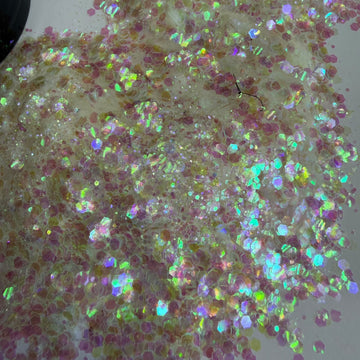 Iridescent white Dusty chunks glitters