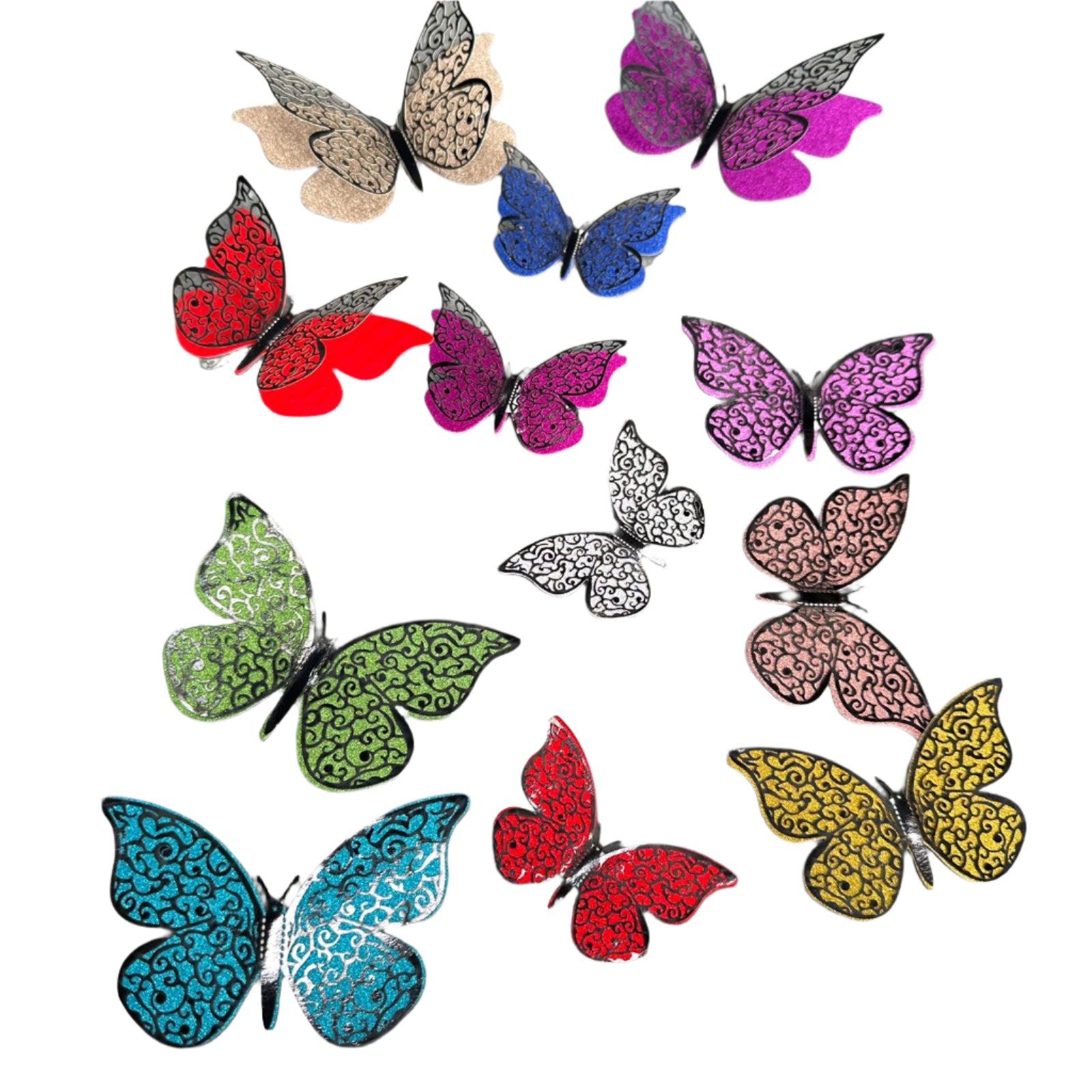 3d butterfly metallic glitter sticker