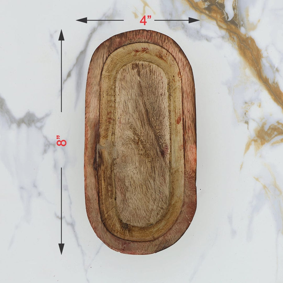 Wooden candle oval boat bowl