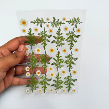 Samll daisy & leaf peel off sticker sheet A6