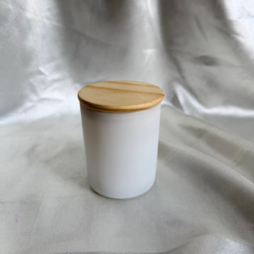 Wooden lid matte white jar