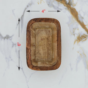 Wooden candle rectangle boat bowl