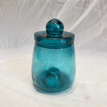 Candle glass jar with lid turquoise