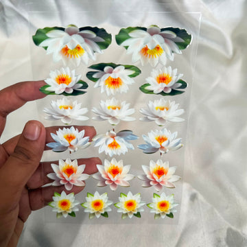 White lotus peel off sticker sheet A6