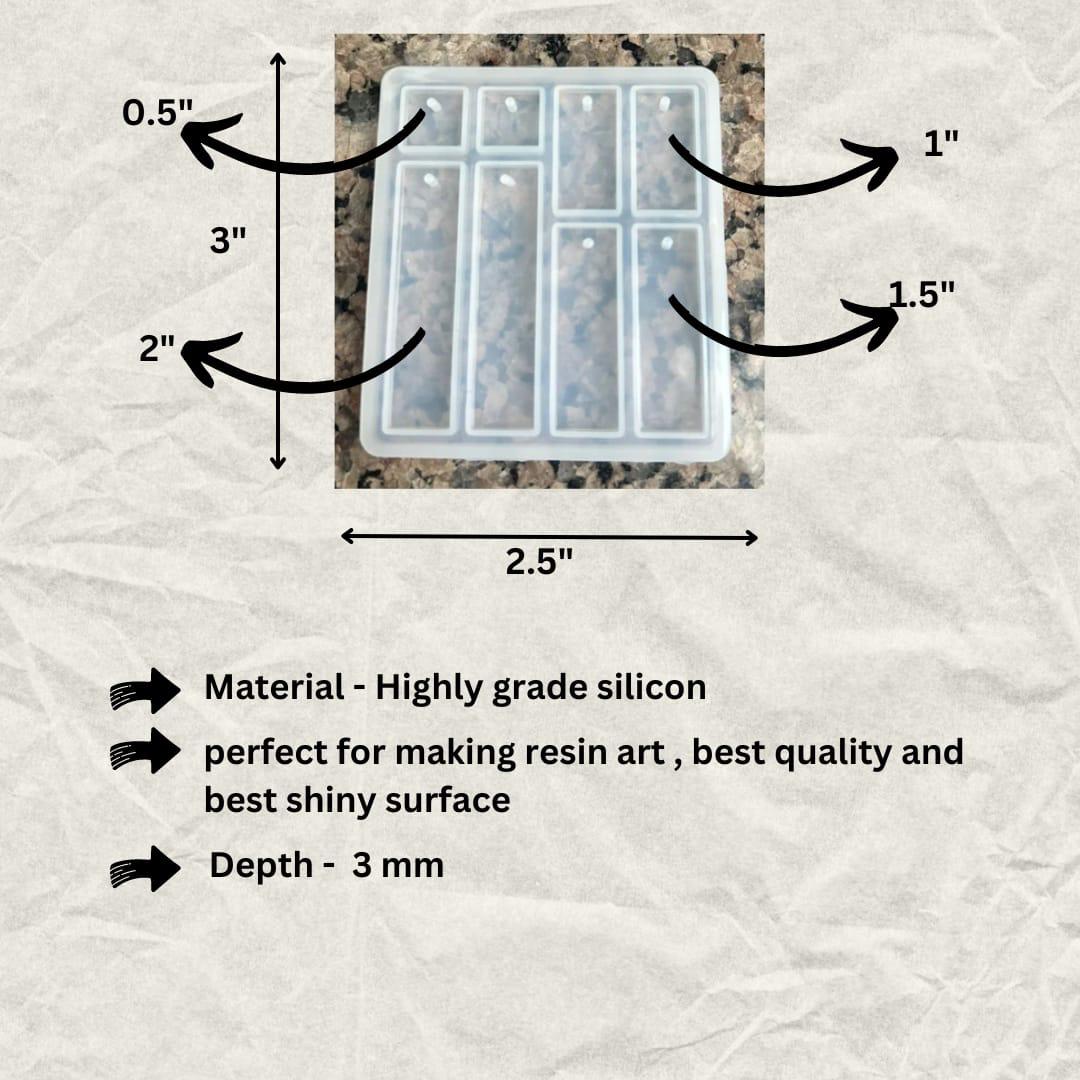 6 in 1 long rectangle jewellery & keychain mould