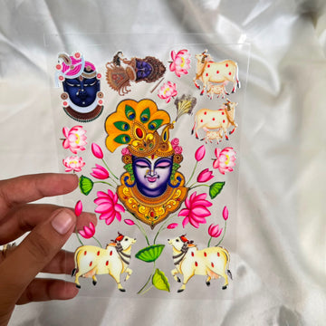 Shreenathji & cow peel off sticker sheet A6 003