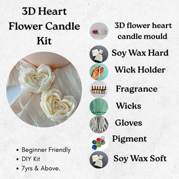 3d heart flower candle kit