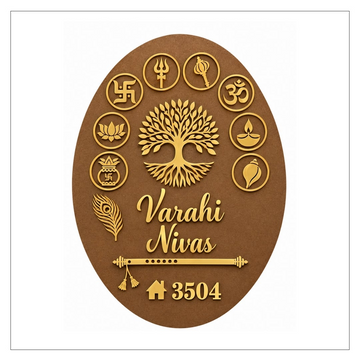 Oval nameplate mdf with acrylic 002
