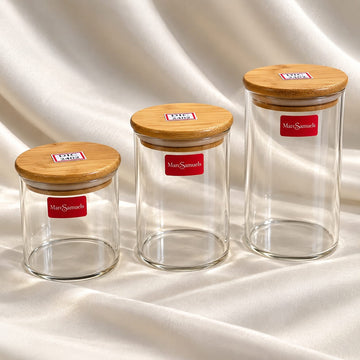 Round Glass candle jar with wooden lid
