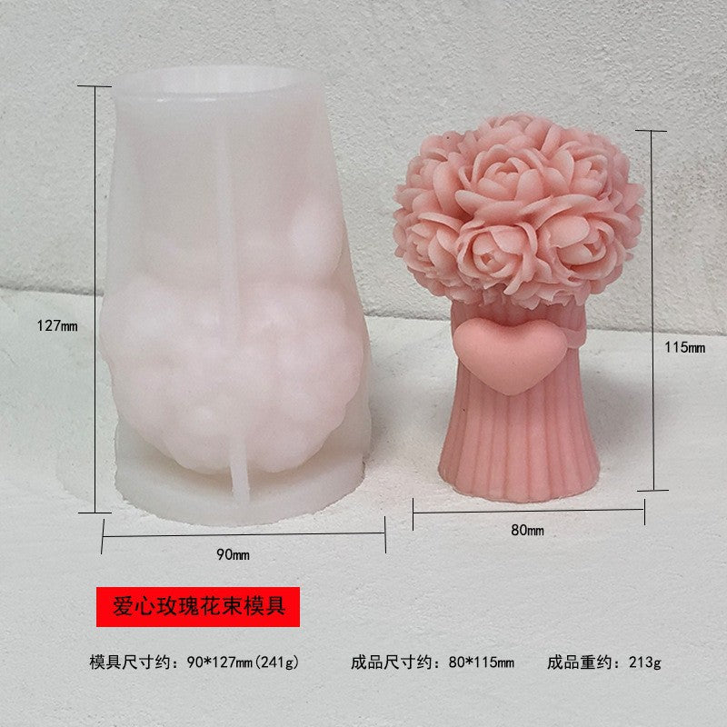 Flower bouquet with heart mould