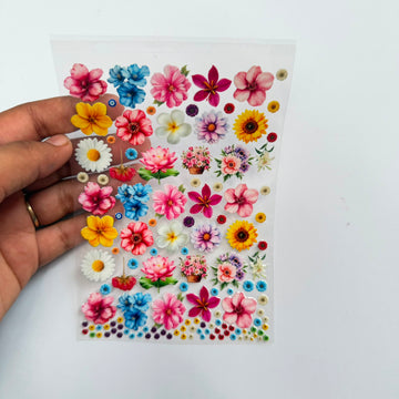 Mix flower peel off sticker sheet A6