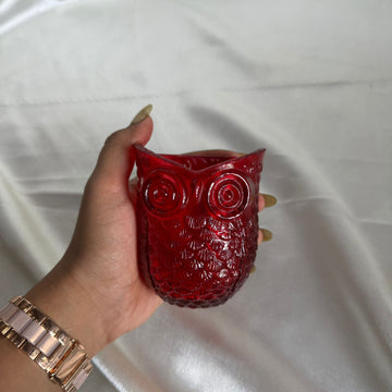 Owl red candle jar