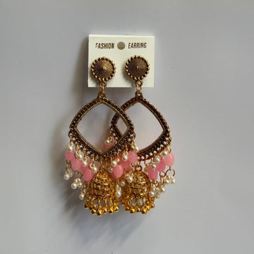 Kashmiri jumkha square base baby pink