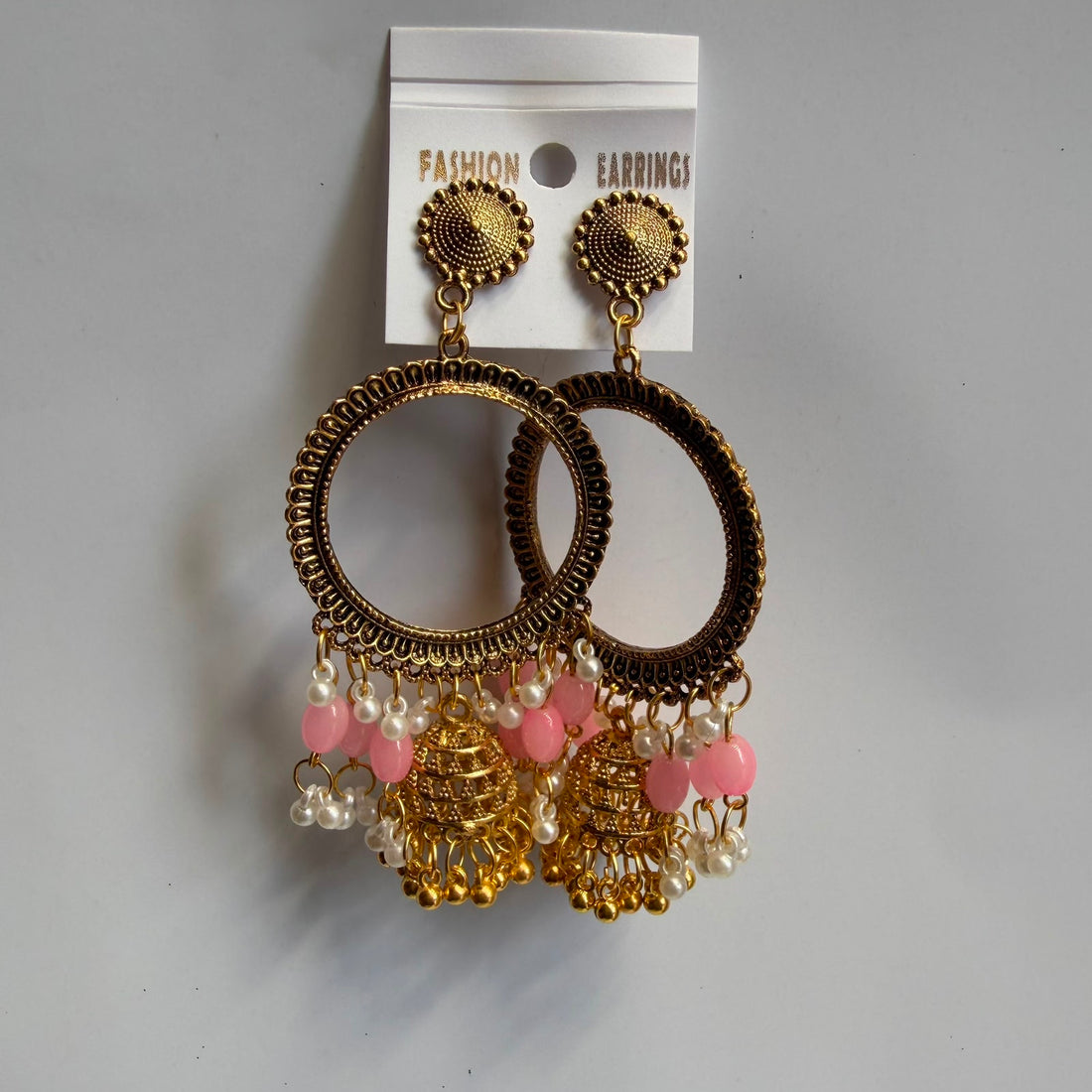 Kashmiri jumkha round base pink