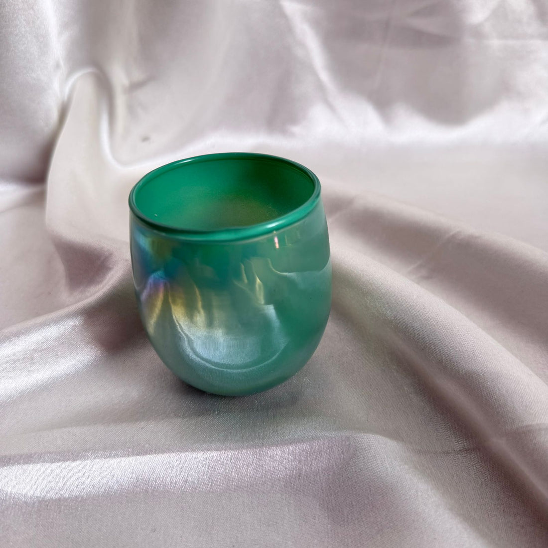 Holographic green candle jar