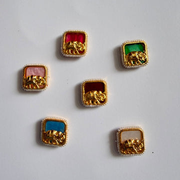 Kundan rakhi charm square elephant