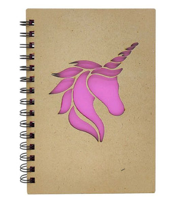 Mdf spiral notebook unicorn pink