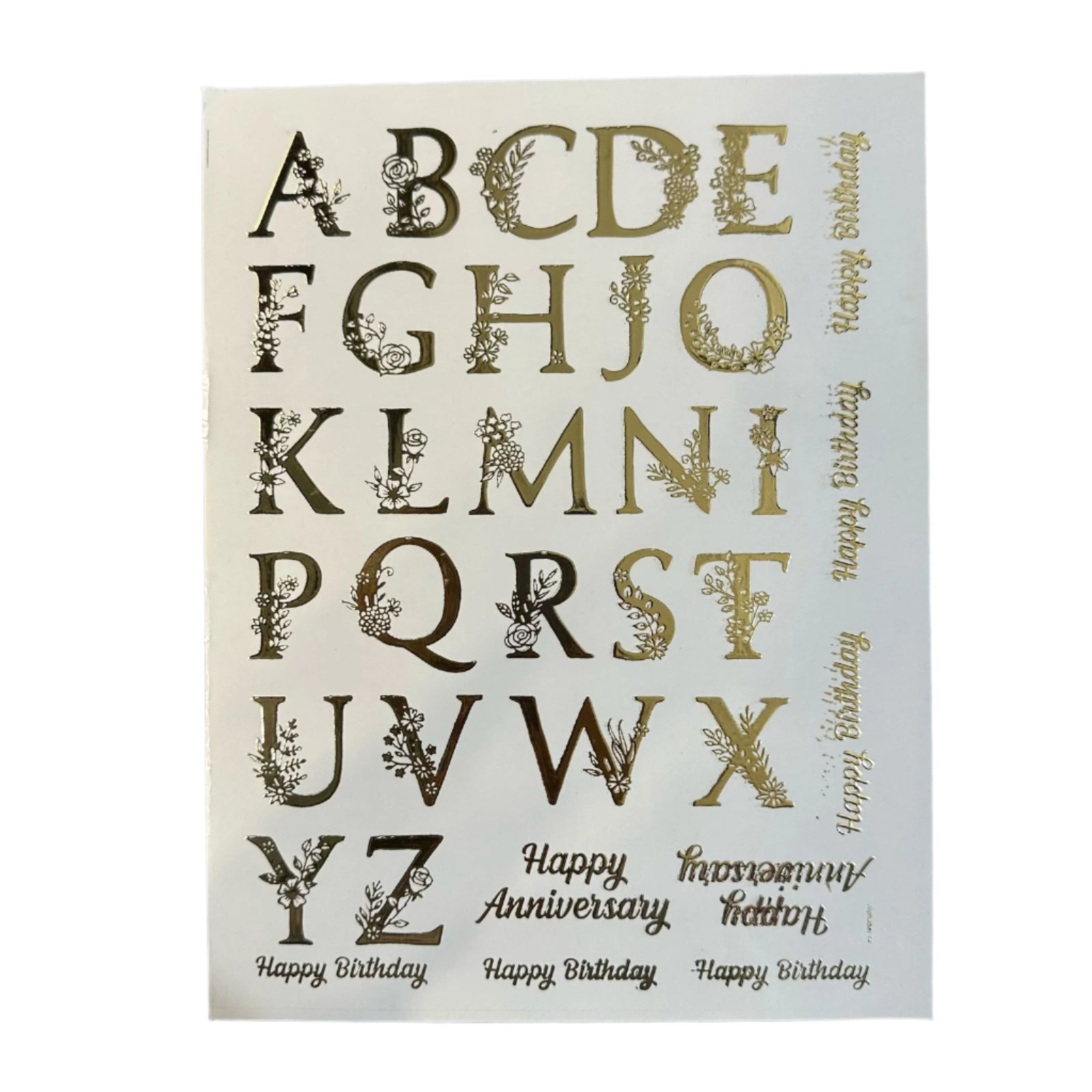 Gold embossed sheet alphabet 006