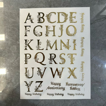 Gold embossed sheet alphabet 006