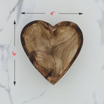 Wooden candle heart bowl
