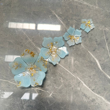 3d flower set of 4 light blue