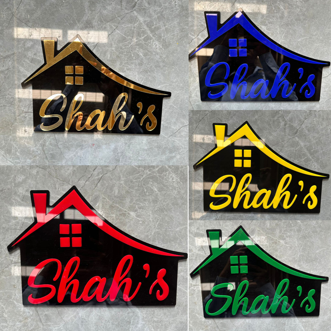 House black acrylic base nameplate