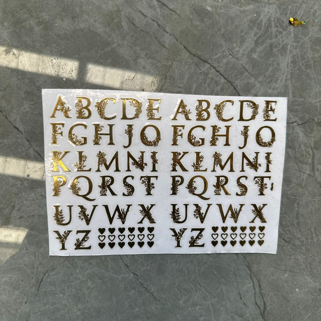 Alphabet metal sticker sheet