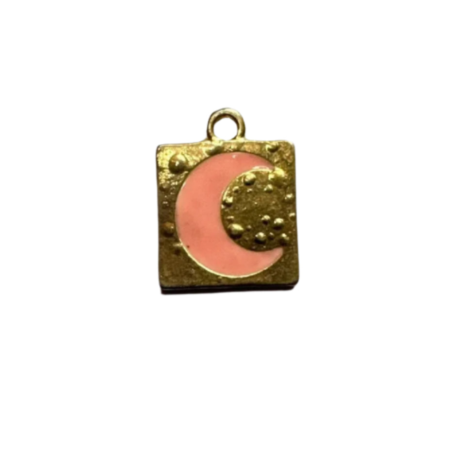Square pink moon charm