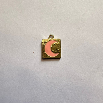 Square pink moon charm