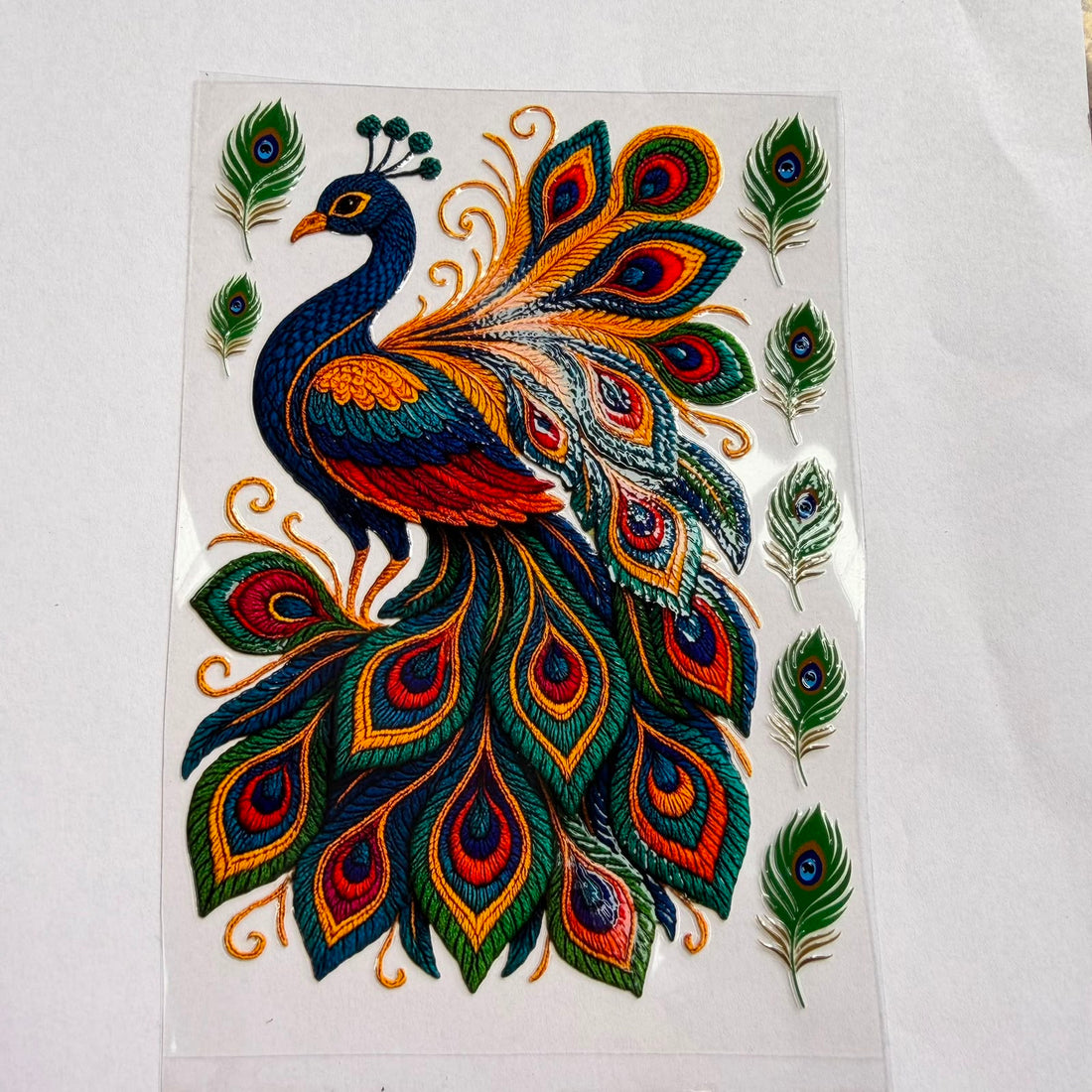 Peacock peel off sticker 002