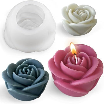 Rose bloom flower small candle mould