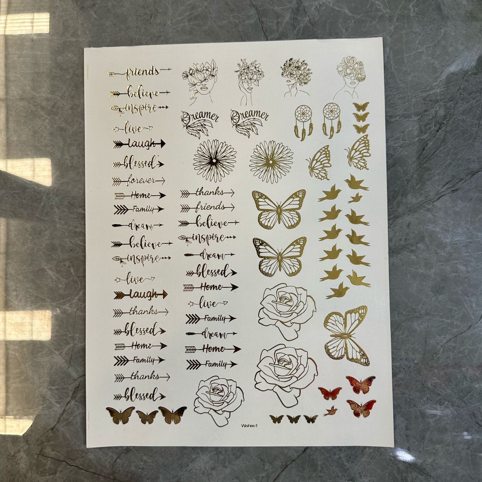 Gold embossed sheet mix quotes