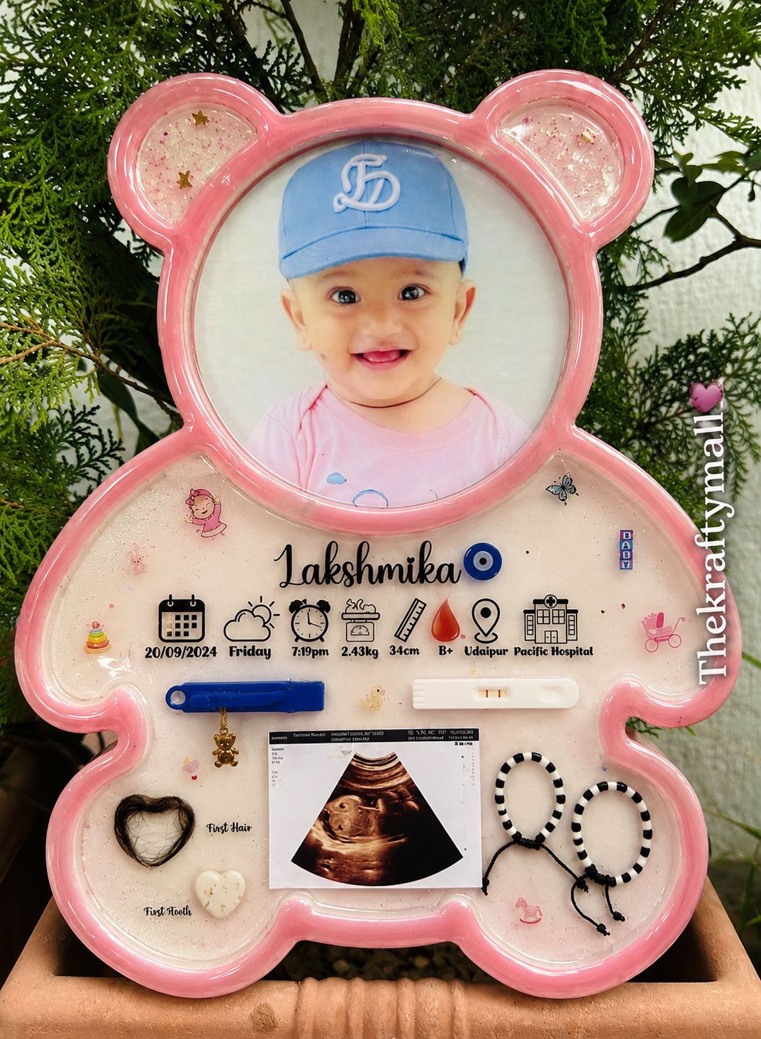 Teddy shape baby frame mdf